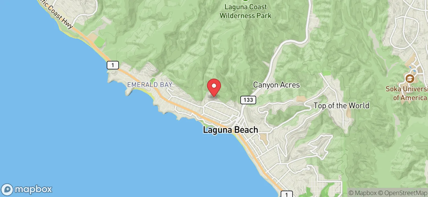 Pickup location near Laguna Beach, California
