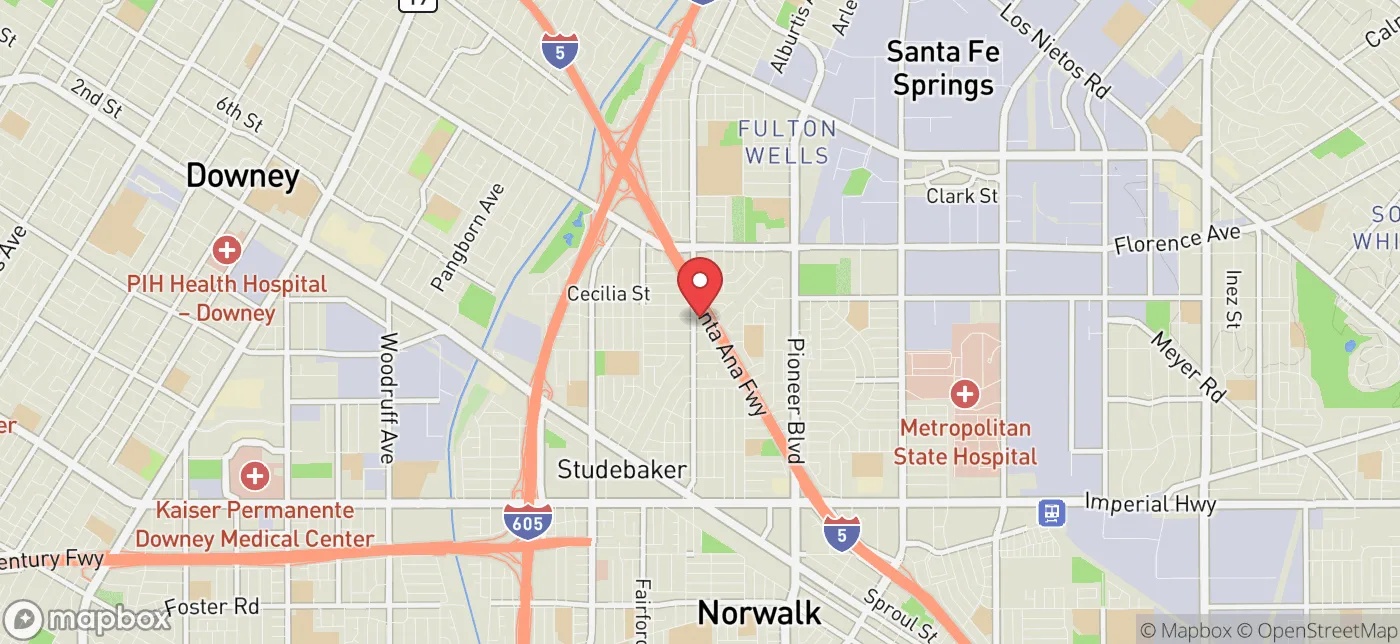 Pickup location near Orange, California
