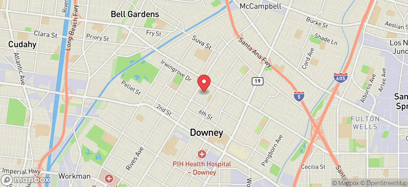 Pickup location near Downey, California