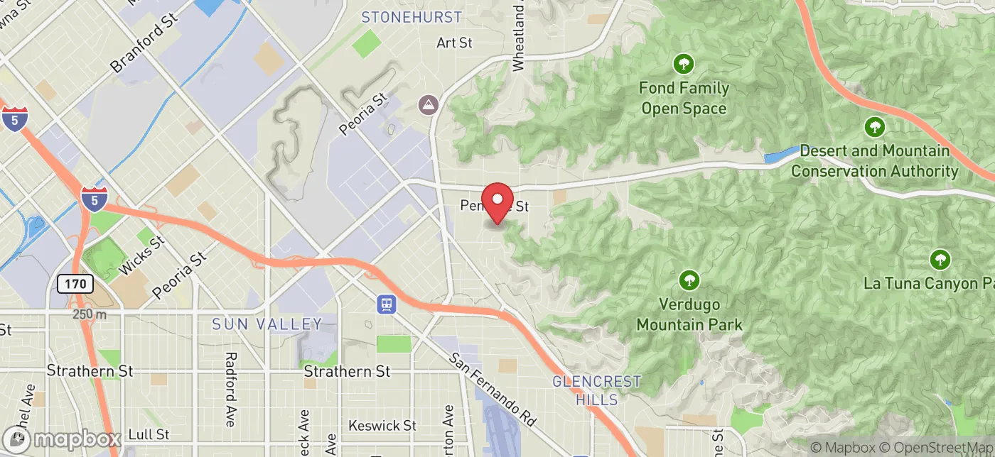 Pickup location near Los Angeles, California