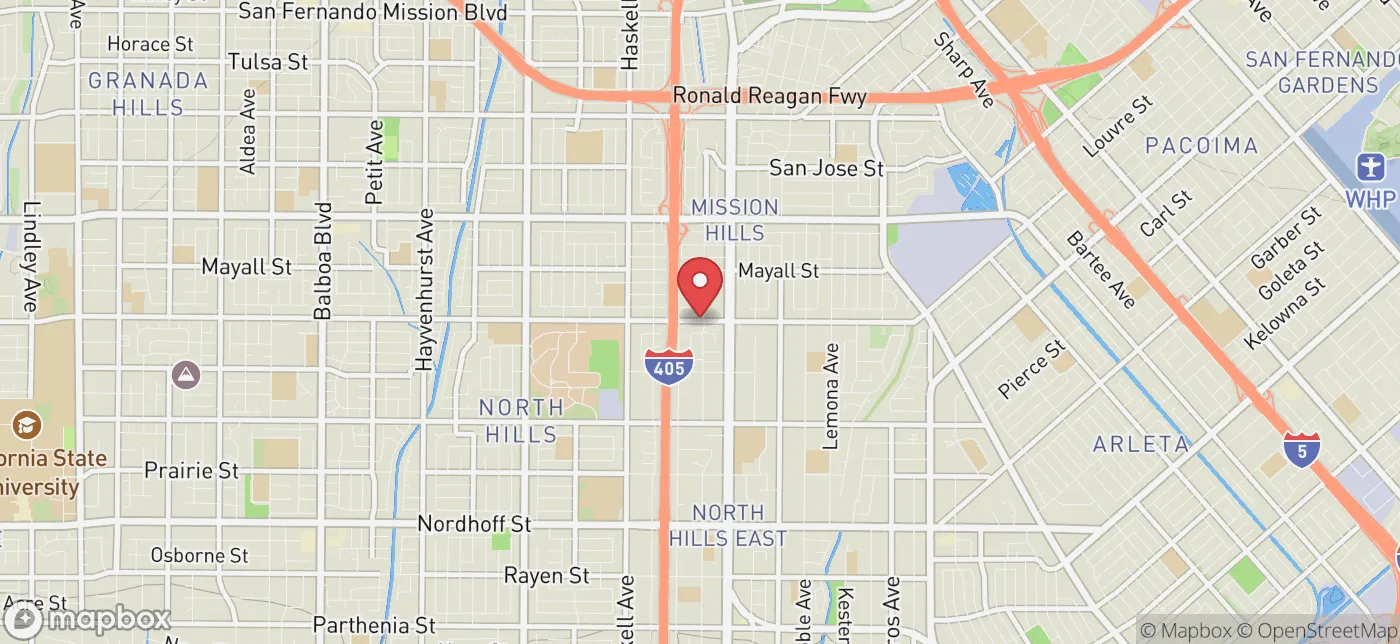 Pickup location near Los Angeles, California
