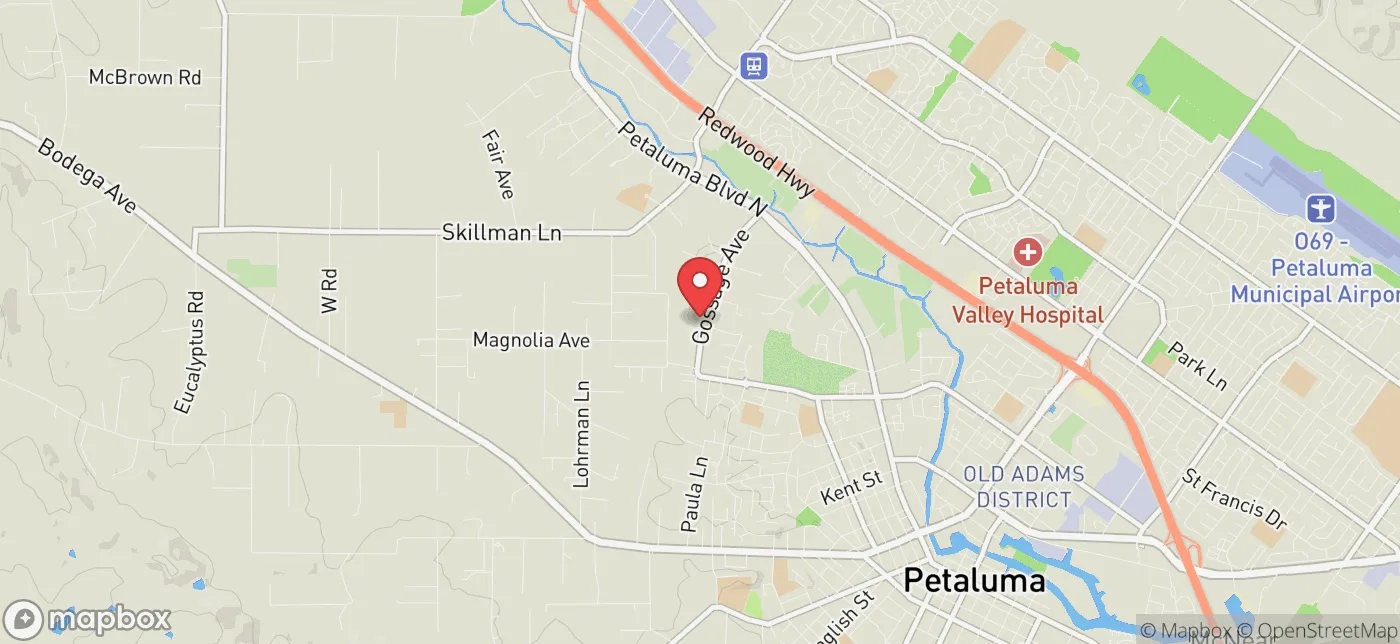Pickup location near Santa Rosa, California