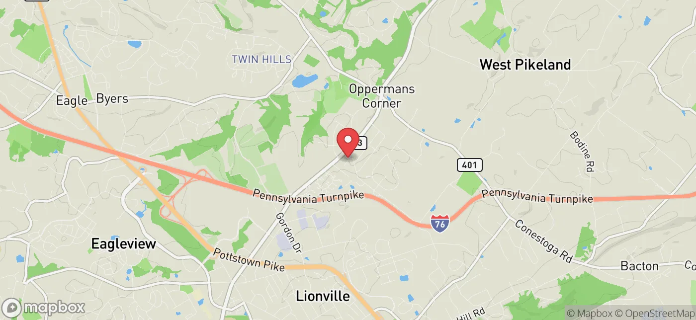 Pickup location near Exton, Pennsylvania