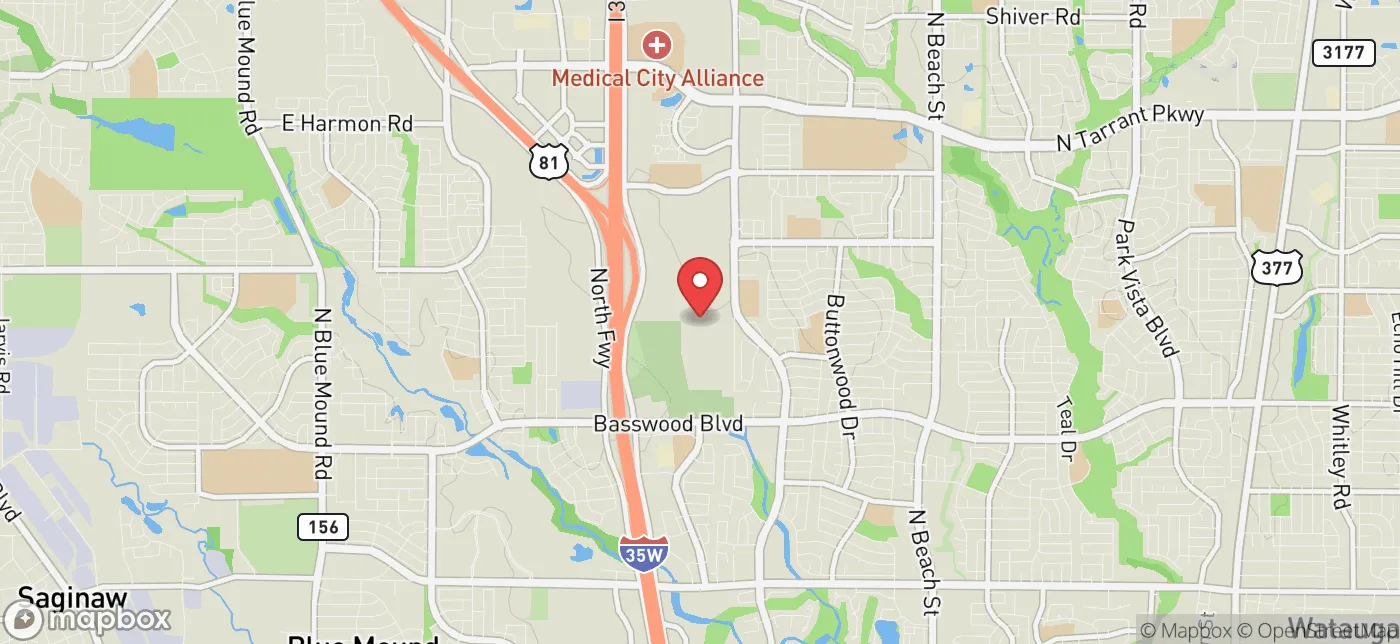 Pickup location near Fort Worth, Texas
