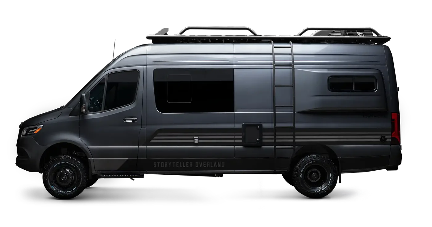 Storyteller Overland Tour Mode XL camper van parked on an overland trail