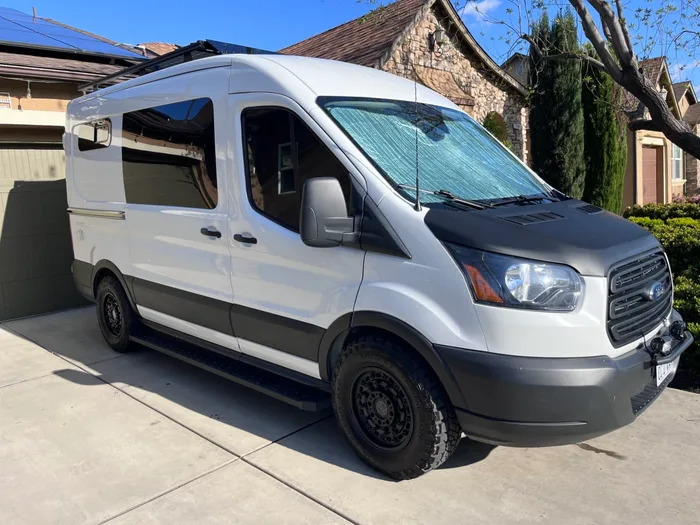 Ford Transit campervan rental in Fresno California exterior view