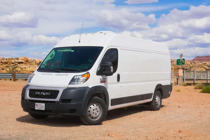 Ram Dodge Promaster 3500 campervan rental in Salt Lake City Utah exterior view
