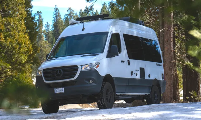 Thor Tranquility campervan rental in Fresno California exterior view