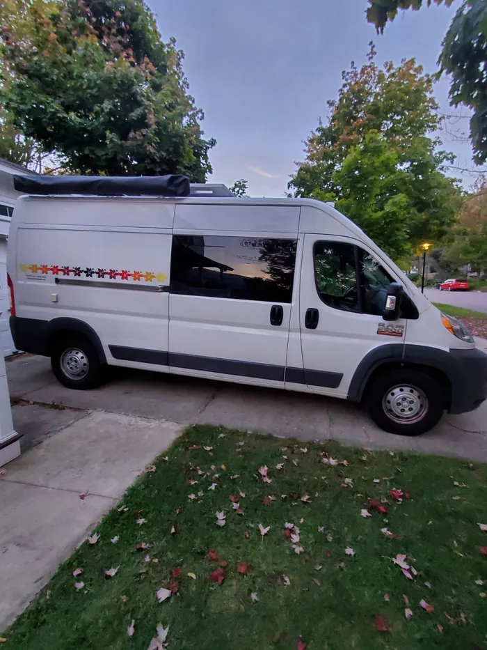 Custom Camper camper van rental in Burlington Vermont exterior view