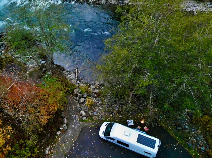 Mercedes-Benz Wild Blu camper van rental in Bellevue Washington exterior view