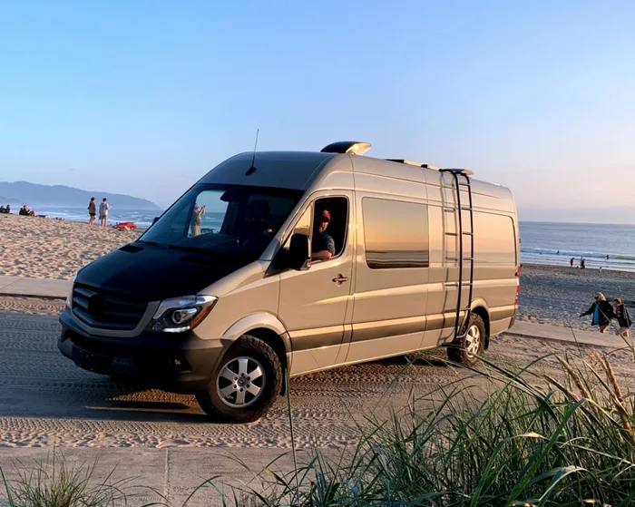 Adventure Wagon Sprinter camper van rental in Bellevue Washington exterior view