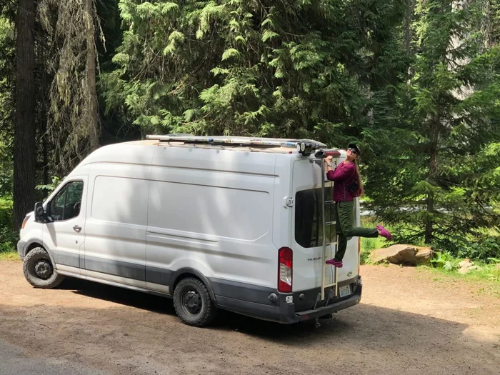Ford Transit Custom camper van rental in Spokane Washington exterior view