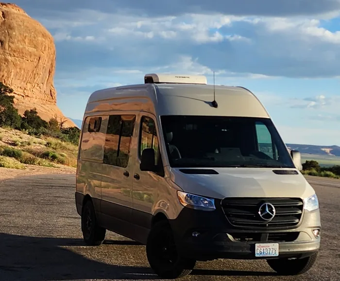 Adventure Wagon Sprinter camper van rental in Bellevue Washington exterior view