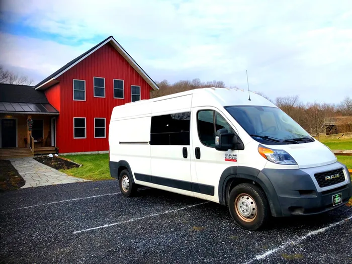 Dodge Birch & Berry Van camper van rental in Burlington Vermont exterior view