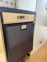 Kitchen area in Ford Transit Class B camper van rental in Lakewood California