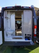Bathroom in Glampers Thor Sequence camper van rental in Eastvale California