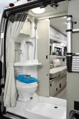 Bathroom in Glampers Thor Sequence camper van rental in Eastvale California