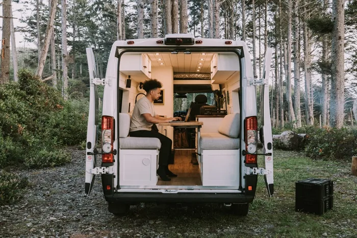 Noma Vans Promaster 2500 camper van rental in Bellevue Washington exterior view