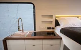 Kitchen area in Wheel Suite Promaster 3500 Class B camper van rental in Hackensack New Jersey
