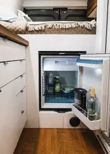 Kitchen area in Wheel Suite Promaster 3500 Class B camper van rental in Hackensack New Jersey
