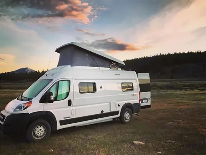 Winnebago Solis camper van rental in Eastvale California exterior view