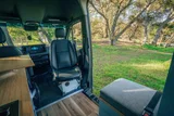 Driver cockpit of Scenic Vans Aspen camper van rental in Roseville California