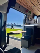 Dining area in Ford Transit camper van rental in GLENDALE California