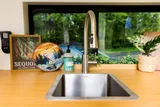 Kitchen area in Vanture Customs Wanderer Class B camper van rental in Hatboro Pennsylvania