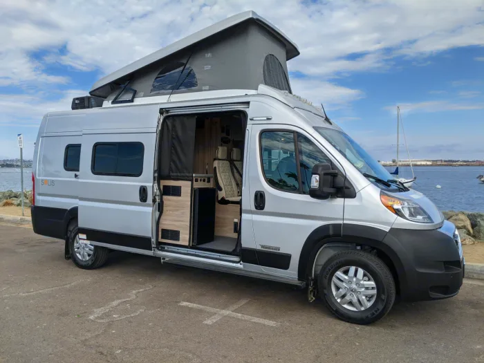 Rent a 2023 Winnebago Solis 59PX Camper Van in San Diego – Sleeps 4, Pop-Top, Wet Bath, Solar Power camper van