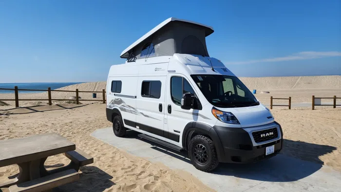 Winnebago Solis camper van rental in Eastvale California exterior view